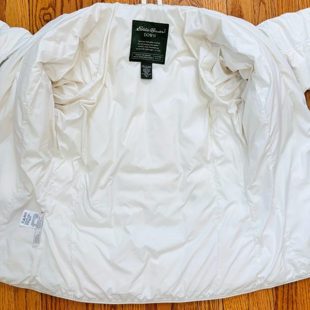 Eddie Bauer Y2K white sportsman goose down zip up quilted jacket puffer coat M/T